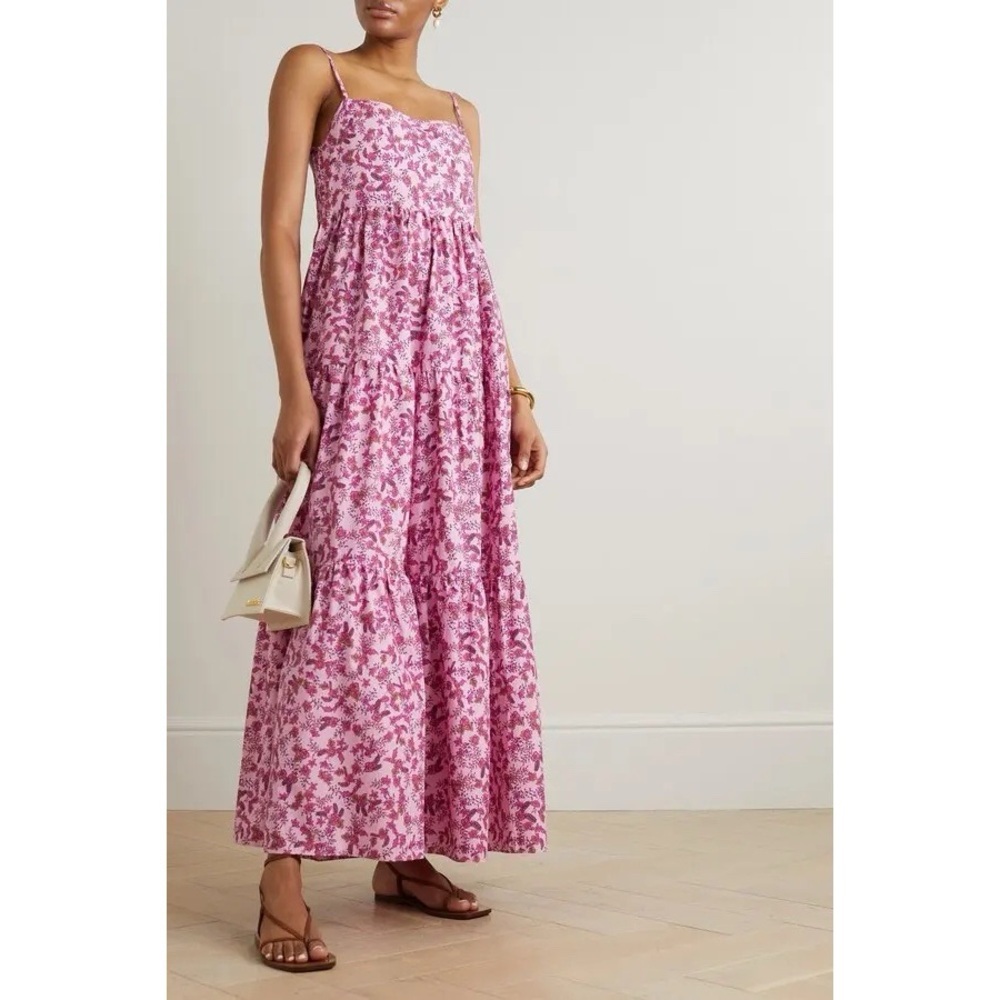 MATTEAU Tiered Floral Pink Maxi Sundress size 4 (US 8)